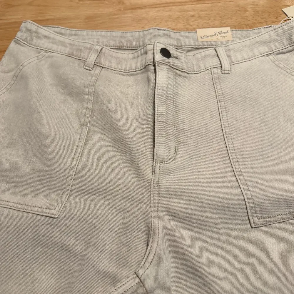 Universal Thread Women's Light Gray Wide Leg Cropped Pants - Size 16W - NWT